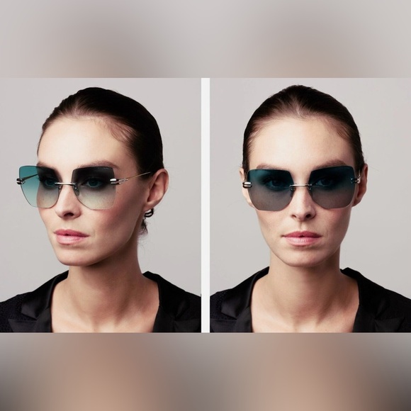 DITA Accessories - DITA EMBRA DTS155-A-03 Silver Gold Dark Gradient Lens Rimless Sunglasses- New